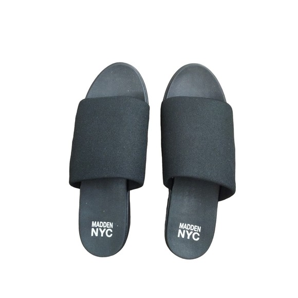 New York Shoes - Steve Madden NYC Platform Size 10 Slide Black Slip On Sandal's Women's